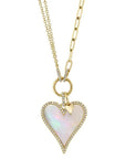 Shy Creation Jewellery - Necklace Shy Creation 14K Yellow Gold Mother of Pearl Diamond Heart Necklace