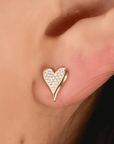 Shy Creation Jewellery - Earrings - Stud Shy Creation 14K Yellow Gold Pave Diamond Heart Studs