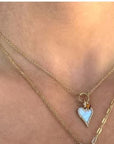 Shy Creation Jewellery - Necklace Shy Creation 14K Yellow Gold Small Mother of Pearl Diamond Heart Necklace