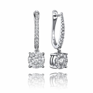 Backes & Strauss Jewellery - Earrings - Drop Backes and Strauss White Gold and Diamond Bouquet Drop Earrings, Small