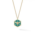 Birks Jewellery - Necklace Birks 18K Yellow Gold Bee Chic Teal Enamel Hexagon Necklace