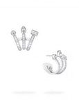 Birks Jewellery - Earrings - Hoop Birks Splash 18K White Gold Triple Diamond Hoops Earrings