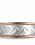 Crown Ring Jewellery - Band - Plain Bleu Royale 14k White and Rose Gold Frosted Wedding Band