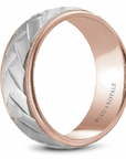 Crown Ring Jewellery - Band - Plain Bleu Royale 14k White and Rose Gold Frosted Wedding Band