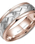 Crown Ring Jewellery - Band - Plain Bleu Royale 14k White and Rose Gold Frosted Wedding Band