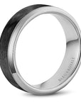 Crown Ring Jewellery - Band - Plain Bleu Royale 14k White Gold and Black Carbon Wedding Band