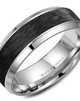 Crown Ring Jewellery - Band - Plain Bleu Royale 14k White Gold and Black Carbon Wedding Band