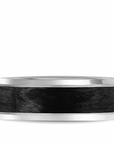Crown Ring Jewellery - Band - Plain Bleu Royale 14k White Gold and Black Carbon Wedding Band