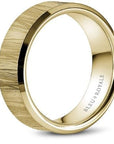 Crown Ring Jewellery - Band - Plain Bleu Royale 14K Yellow Gold Bark Finish Wedding Band