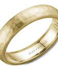 Crown Ring Jewellery - Band - Plain Bleu Royale 14K Yellow Gold Brushed Hammered Band