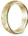 Crown Ring Jewellery - Band - Plain Bleu Royale 14K Yellow Gold Frosted Braid Pattern Band