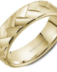 Crown Ring Jewellery - Band - Plain Bleu Royale 14K Yellow Gold Frosted Braid Pattern Band