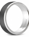 Crown Ring Jewellery - Band - Plain Bleu Royale 14kt White Gold and Tantalum Wedding Band