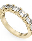 Crown Ring Jewellery - Band - Diamond Crown Ring 14K Yellow Gold 7 Emerald Cut Diamond Band