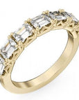 Crown Ring Jewellery - Band - Diamond Crown Ring 14K Yellow Gold 7 Emerald Cut Diamond Band
