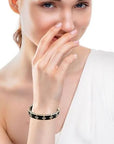 Farah Khan Jewellery - Bracelet Farah Khan 18K Yellow Gold 10mm Diamond Black Ceramic Hinged Bangle