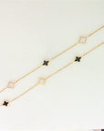 Farah Khan Jewellery - Necklace Farah Khan 18K Yellow Gold 36" Diamond Black and White Ceramic Monogram Station Necklace