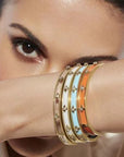 Farah Khan Jewellery - Bracelet Farah Khan 18K Yellow Gold 8mm Flush Orange Ceramic Hinged Bangle