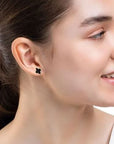 Farah Khan Jewellery - Earrings - Stud Farah Khan 18K Yellow Gold Black Ceramic Monogram Studs