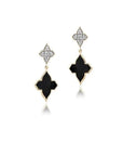 Farah Khan Jewellery - Earrings - Drop Farah Khan 18K Yellow Gold Diamond Black Ceramic Monogram Double Drop Earrings