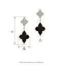 Farah Khan Jewellery - Earrings - Drop Farah Khan 18K Yellow Gold Diamond Black Ceramic Monogram Double Drop Earrings