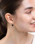 Farah Khan Jewellery - Earrings - Drop Farah Khan 18K Yellow Gold Diamond Black Ceramic Monogram Double Drop Earrings