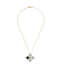 Farah Khan Jewellery - Necklace Farah Khan 18K Yellow Gold Diamond Black Ceramic Offset Monogram Necklace