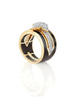 Farah Khan Jewellery - Rings Farah Khan 18K Yellow Gold Diamond Black Ceramic Tapered Ring Size 7