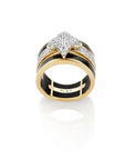 Farah Khan Jewellery - Rings Farah Khan 18K Yellow Gold Diamond Black Ceramic Tapered Ring Size 7