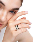 Farah Khan Jewellery - Rings Farah Khan 18K Yellow Gold Diamond Black Ceramic Tapered Ring Size 7