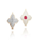 Farah Khan Jewellery - Earrings - Drop Farah Khan 18K Yellow Gold Diamond Ruby White Ceramic Flip Earrings