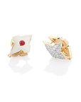 Farah Khan Jewellery - Earrings - Drop Farah Khan 18K Yellow Gold Diamond Ruby White Ceramic Flip Earrings