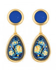 Frey Wille Jewellery - Earrings - Drop Frey Wille Mini Cabochon-Blue Studs with Van Gogh Starry Night Drops