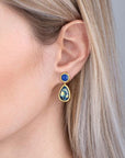 Frey Wille Jewellery - Earrings - Drop Frey Wille Mini Cabochon-Blue Studs with Van Gogh Starry Night Drops