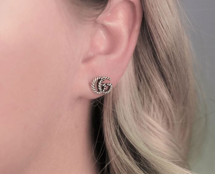 Gg silver stud earrings Clearance