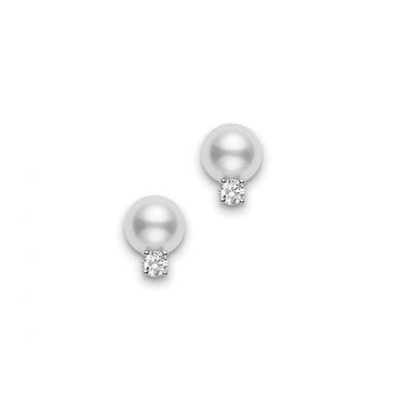 Mikimoto Jewellery - Earrings - Stud Mikimoto 18K White Gold 7mm Pearl Diamond Studs