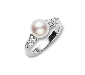 Mikimoto Jewellery - Rings Mikimoto 18K White Gold Classic 8mm Pearl Diamond Ring