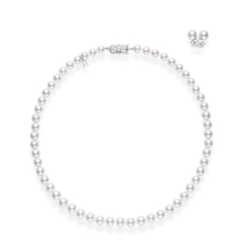Mikimoto Jewellery - Necklace Mikimoto White Gold and 6-7mm Akoya Pearl Necklace and Stud Earrings Set