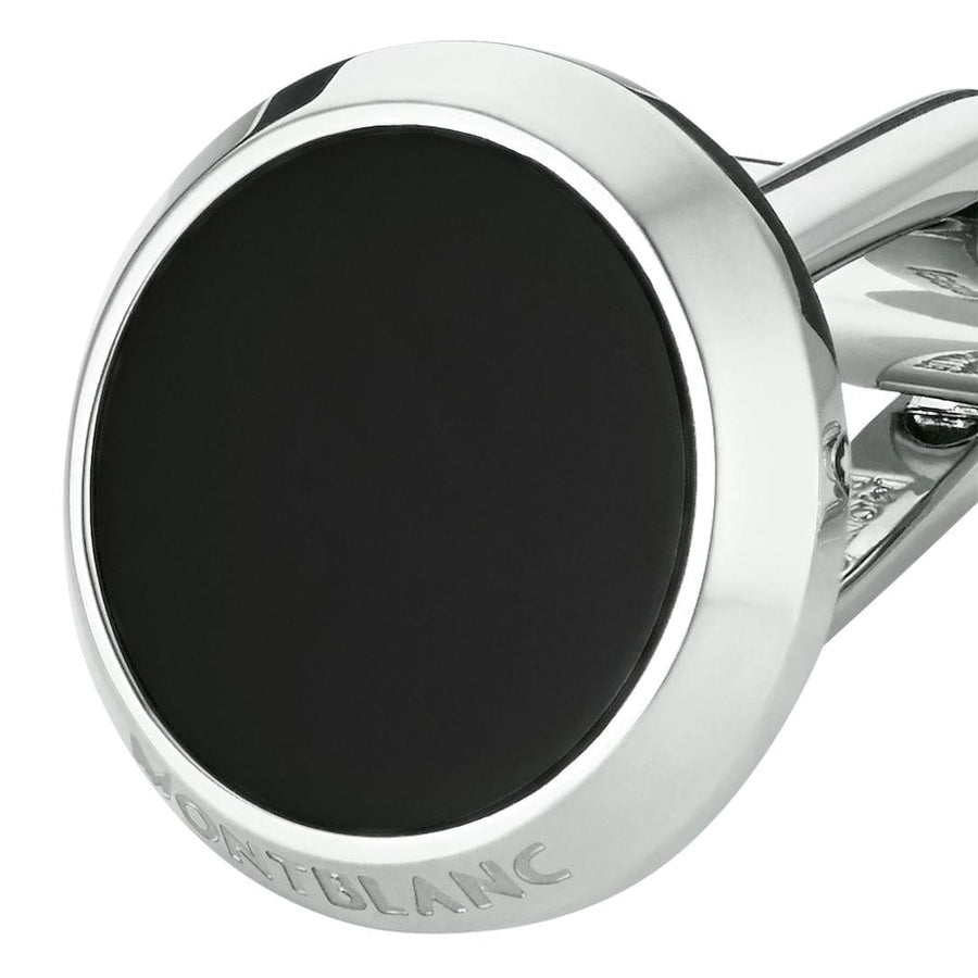 Mont Blanc Accessories - Jewellery Accessories Montblanc Black Onyx and Steel Round Meisterst&uuml;ck Cufflinks