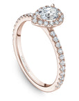 Crown Ring Jewellery - Engagement Ring Noam Carver 14kt Rose Gold 0.50ct Halo With Shoulder Diamonds