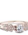 Crown Ring Jewellery - Engagement Ring Noam Carver 14kt Rose Gold 0.50ct Round Solitaire with Floral Shoulders
