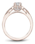 Crown Ring Jewellery - Engagement Ring Noam Carver 14kt Rose Gold 0.50ct Round Solitaire with Floral Shoulders