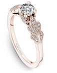 Crown Ring Jewellery - Engagement Ring Noam Carver 14kt Rose Gold 0.50ct Round Solitaire with Floral Shoulders