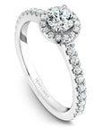Crown Ring Jewellery - Engagement Ring Noam Carver 14kt White Gold 0.33ct Round Halo with Diamond Shoulders