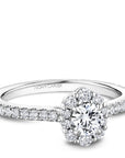 Crown Ring Jewellery - Engagement Ring Noam Carver 14kt White Gold 0.33ct Round Step Halo