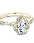 Crown Ring Jewellery - Engagement Ring Noam Carver 14kt Yellow Gold 0.50ct Pear Halo with Diamond Shoulders