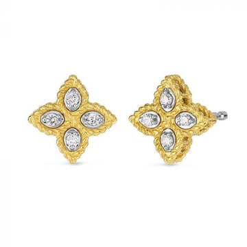 Roberto Coin Inc. Jewellery - Earrings - Stud Roberto Coin 18K Gold Pricess Flower Diamond Studs