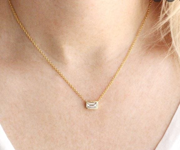 Roberto Coin 18K Yellow Gold East West Bezel Emerald-Cut Diamond