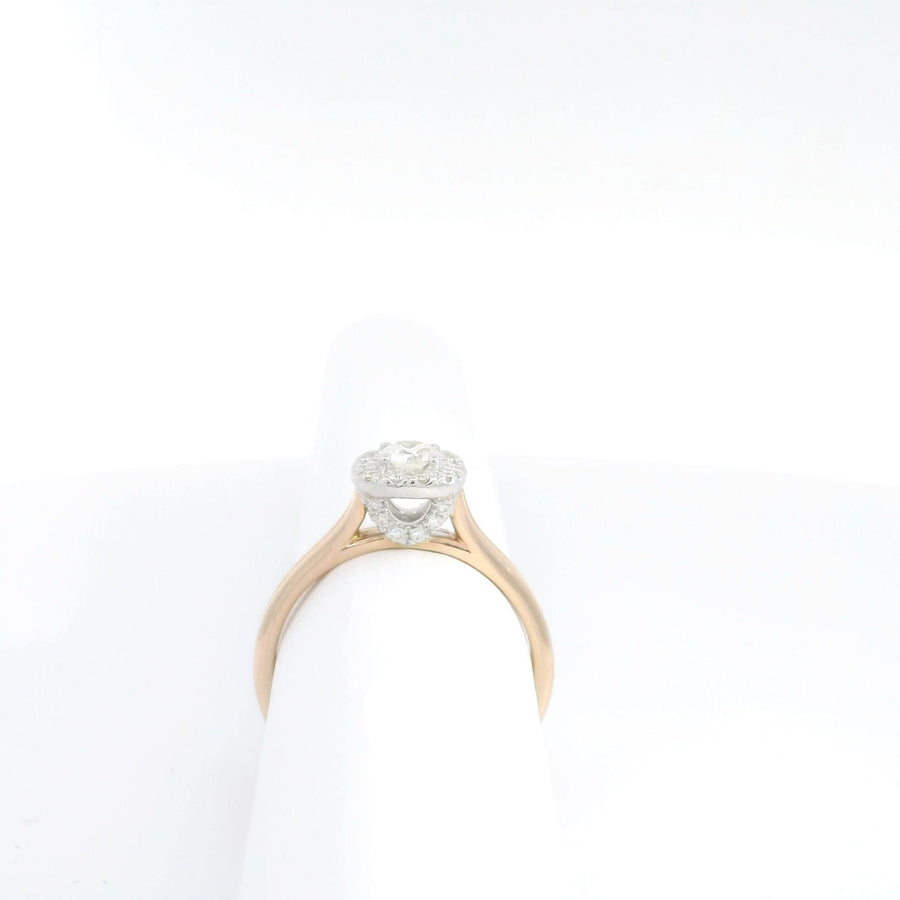 Amden Jewelry Jewellery - Engagement Ring - Natural 14K White and Rose Gold Diamond Cushion Halo Ring