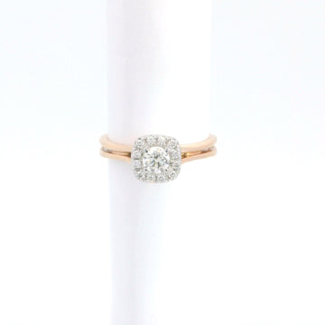 Amden Jewelry Jewellery - Engagement Ring - Natural 14K White and Rose Gold Diamond Cushion Halo Ring